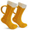 FTIK Bier Socken Mit Griff, Beer Mug Socks, Funny Long Socks Colourful Beer Socks, Cotton Socks for Beer, Wine Lovers, Funny Christmas Socks, Great Gift for Party or Celebration, Gelb