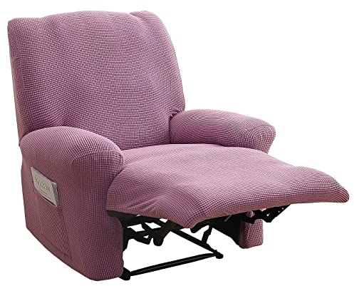 JHLD Stretch Ruhesessel Bezug, Jacquard Relaxsessel Bezug 1 Stück Ruhesessel Bezüge Mit Elastischem Boden Sesselbezug Relaxsessel Für Wohnzimmer-Helles Lila-Ruhesessel