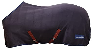 Horse Master Fleece Cooler Rugs - Pony Lightweight Horse Sheet with Standard Neck and Double Buckle Closure Front - Winter Outdoor Stable Turnout Rug with Twin Low Cross Surcingles, PLN GRY