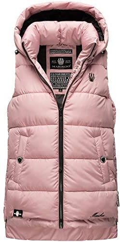 MARIKOO Damen Weste Outdoor gesteppt Jacke Steppweste Windbreaker Kapuze XS - XXL ZARINAA (Powder Rose, M)