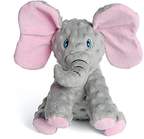 DODODOLA Hundespielzeug, Welpenspielzeug, niedlicher quietschender Elefant, Hundespielzeug mit Knisterpapier, gefülltes Plüschtier, um sie für kleine, mittelgroße und große Hunde zu beschäftigen