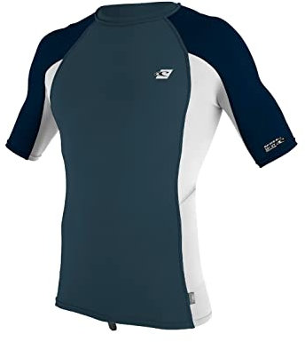 O'Neill Mens Premium Skins Short Sleeve Rash Vest Top - Cadet Blue White Abyss - Easy Stretch Quick Dry UV Sun Protection - ONeill Mens Size - S