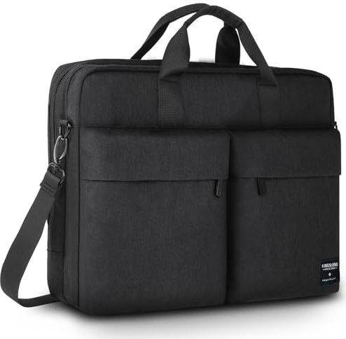 KINGSLONG Sacoche Ordinateur Portable: 17-17,3 Pouces Imperméable Sac Laptop Homme Femme Double Compartiment, Bandoulière Amovible, 2 Grandes Poches Avant – Mallette Business Travail Voyage
