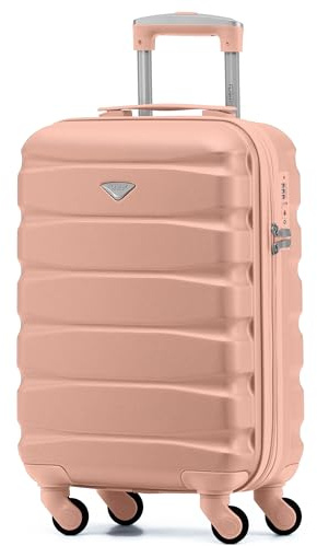 Flight Knight Valigie rigide in ABS Leggere a 4 ruote - Bagaglio a mano approvato per oltre 100 compagnie aeree come British Airways, easyJet, Jet2 e Wizz 55x35x20cm - Lucchetto TSA