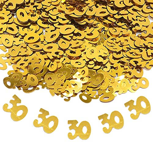 30. Geburtstag Jubiläum Konfetti goldene,Zahlenkonfetti Tischdeko Streudeko,Streudeko für Geburtstagsfeier, Motto-Party,Geburtstags Zahlen-Konfetti,Glitter Geburtstags-Deko, Gold