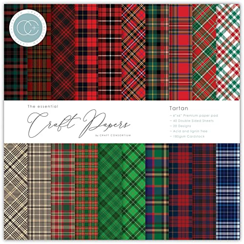 Craft Consortium Double-Sided Paper Pad 6X6 40/Pkg-Tartan, 20 Designs