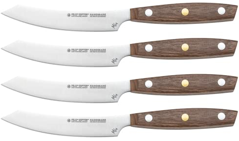 FELIX SOLINGEN 224604 MIU Steakmesser-Set, 4-tlg. – 11 cm Stahlklinge mit edlem Walnuss-Griff – Made in Germany