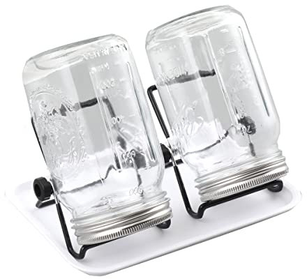 Cozyel Sprossenglas im 2er Set, Sprossenglas Keimglas Anzucht Set 1000ml, mit Siebdeckel & Ständer & Schale, Keimglas für Sprossen, Keimgerät für Keimsprossen, Keimlinge, Microgreens