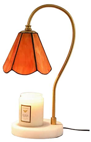 JITEM Candle Warmer Lamp Stained glass melting wax lamp marble aromatherapy lamp bedroom bedside table lamp melting candle lamp fragrance night light for Jar Candle Melting Lamp