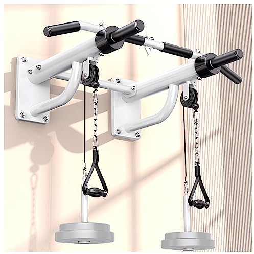 REOTEL Klimmzugstange Wandmontage 4 In 1 Multi Kraftstation mit Pull-Up Bar & 3 Verschiedenen Griffen I Klimmzugturm für Muskeltraining I Professionelle Fitnessgeräte für Zuhause,Weiß