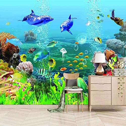 Wallpaper Murals Dolphin Sea Animal Whale Peel And Stick Removable Diy Wall Art Murals Home Wall Decor For Bedroom Living Room Classroom Office Wall Decaoration Wall Photo Wall 400 (W) x 280 (H) cm