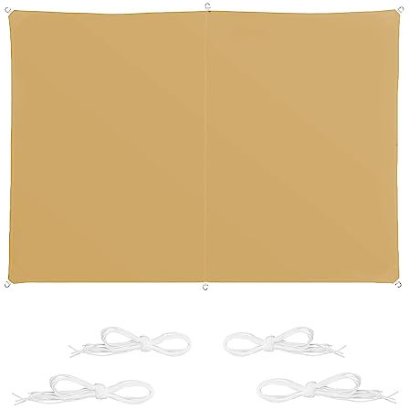 Sonnensegel Sonnenschutz 3 x 4.5 m 98% UV Schutz Reißfest Wetterfest Terrassendach Sichtschutz 4 × 1.5 m Seile für Terrasse Balkon Garten, Creme Farben