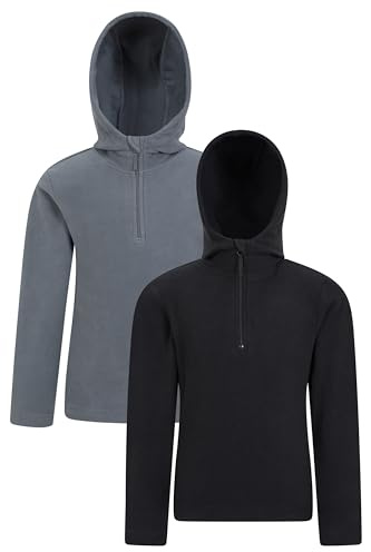 Mountain Warehouse Camber Kids Hoodie - Multipack - Anti-pill, Microfleece, Breathable, Quick Dry - Best for Camping, Outdoors, Travelling & Hiking Black (Multipack) Kids Size 5-6 Years