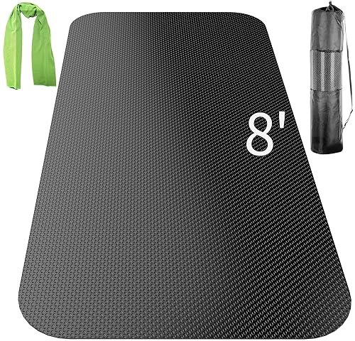 TONINT Große Trainingsmatte, 243,8 x 81,3 cm, Mehrzweck-Sportgerät, Gymnastikmatte, Fitnessmatte, Yoga-Matte, Cardio-Matte, Black