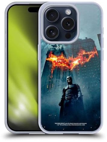 Head Case Designs Offizielle The Dark Knight Batman-Plakat Wichtige Kunst Soft Gel Handyhülle Hülle kompatibel mit Apple iPhone 15 Pro