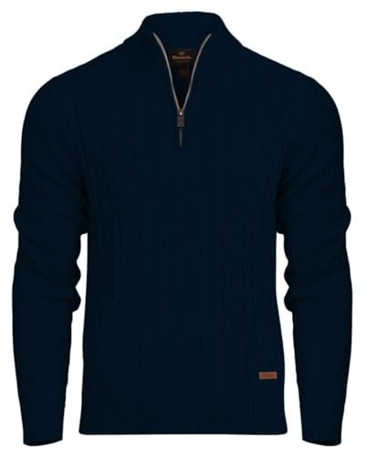 Bench Mens Designer 1/4 Zip Cable Knit Jumper Quarter Zip Pullover Cotton Blend Warm Winter Sweater. Quality Knitted Knitwear