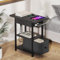 YITAHOME Table d'appoint avec Tiroir et Prise, Table d'appoint Étroite avec Espace de Rangement, Facile à Assembler pour Salon et Chambre à Coucher, Noir