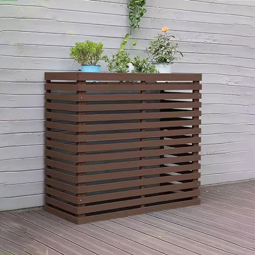 Cubre Aire Acondicionado Exterior Madera Protector Aire Acondicionado Exterior Pantalla De Cubierta De Aire Acondicionado Exterior, Para Aire Acondicionado ( Color : Carbonized color , Size : 105*45*9