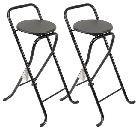 THE SECRET HOME - Pack de 2 Taburetes Plegables con Respaldo - Silla Plegable de Metal y Madera - Ideal para Cocina, Terraza o Jardín