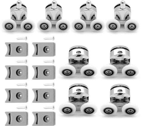 8PCS 23mm Shower Glass Door Wheel Rollers top Shower Door Hanger Rollers | Door Runners | Shower Twin Wheels Runner for Shower Enclosure, Shower Room, Shower Screen Door Rollers Replacement