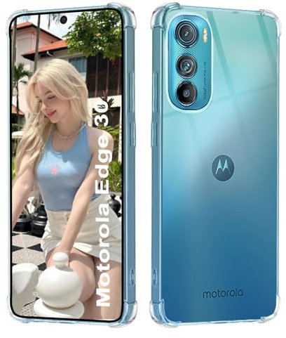 ISOI - Hülle kompatibel mit Motorola Edge 30 5G Handyhülle, mit Stoßfester Airbag-Stoßfänger Umfassender Schutz, Ultradünne Weiche TPU Silikon Schutzhülle - Transparent