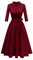 Meetjen Modest Church Dress Classy V-Neck Cocktail for Wedding Guest Swing Vestidos Elegantes De Mujer,Burgundy,S