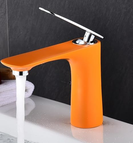 Badezimmerschrank schwarz gold heiß und kalt weiß Wasserhahn Aufsatzwaschbecken Waschbecken Wasserhahn, orange niedriges Modell