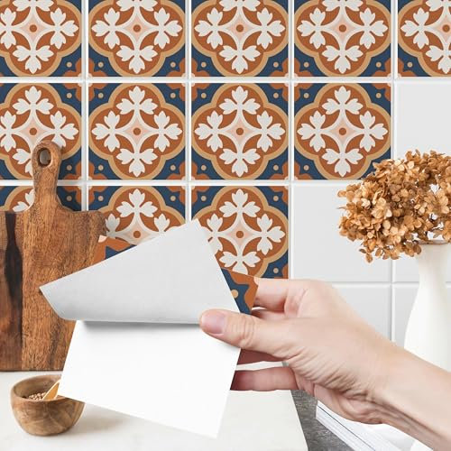 Muralo - Fliesenaufkleber Klebefliesen Selbstklebende Fliesen für Küche Bad Möbel Schrank Wand Mosaikfliesen Küchenruckwand - Bunte Ornamente Motiv - 24 Stück 10x10 (60x40cm)