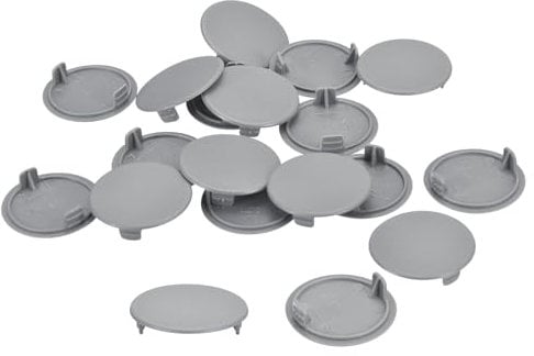 sourcing map 100Pcs Hinge Hole Covers, 35mm(1 3/8) Dia Plastic Concealed Hole Cover Round Flush Type Caps for Furniture Cabinet Cupboard, Grey