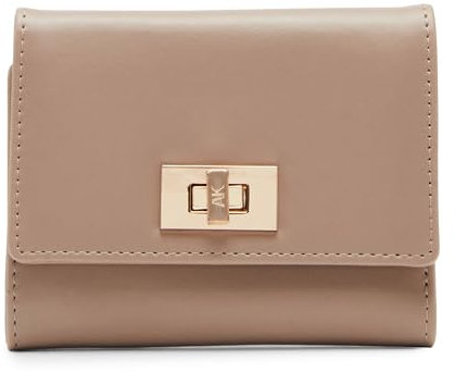 Anne Klein Damen Ak Medium Flap Wallet mit Emaille-Drehverschluss, Truffle, X-small, Ak Medium Flap Wallet with Enamel Turn Lock