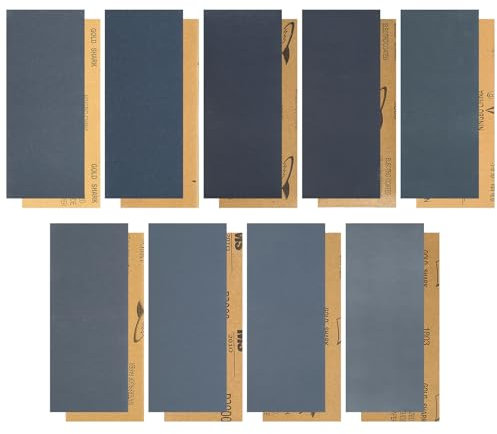 72 STK Schleifpapier Set, Schmirgelpapier, Nass und Trocken Sandpapier Fein zum Polieren und Schleifen für Auto Holz Metall Glas Lack, Körnung 400 600 800 1000 1200 1500 2000 2500 3000, 23 x 9 cm