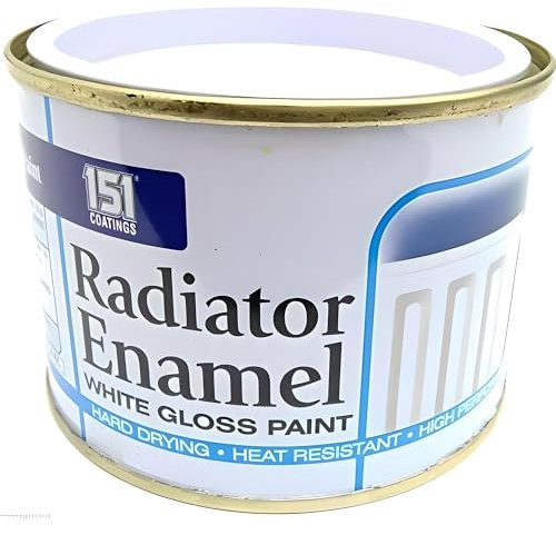 AMK® 151 Radiator Enamel White Gloss 180ml Heat Resistant Paint Restores Radiators Durable Hard Drying Finish