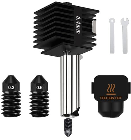 HIKUDIY 0.4mm Hotend für Bambu Lab A1/A1 Mini, Extruder Druckkopf Ersatz mit extra 0.2mm 0.6mm gehärtetem Stahl Düse Silikonabdeckung Socke für BambuLab A1/A1 Mini 3D Drucker