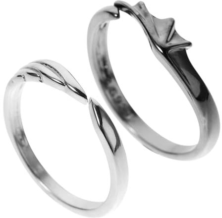 JEWEDECO 2stücke Couple Ringe Angel Und Teufel Verstellbare Öffnung Chic Finger Ringe Für Hochwertiger Schmuck Für Valentinstag Hochzeiten Und Besondere Anlässe Teiliges