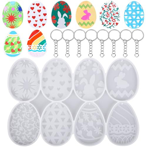 Dncvb Ostereier Silikonform, Epoxidharz Formen Ostern, Giessform Silikon Ostern, Ostern Anhänger Gießformen, Gipsformen zum Gießen Ostern für Anhänger Kunstharz Harz Gießen Basteln Osterdeko
