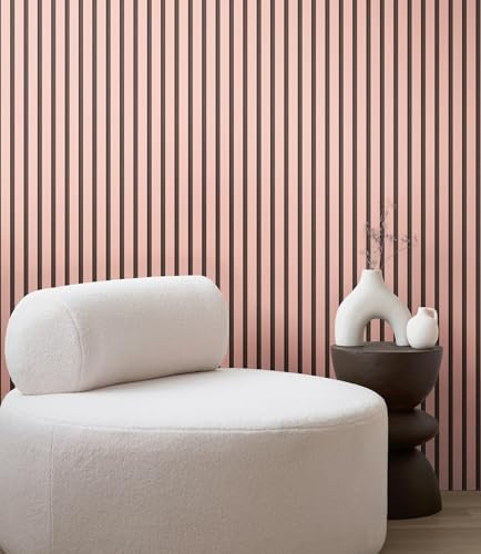 TAPETE LIVING Moderne Mädchenzimmer Tapete Rosa Schwarz Wandpaneeleoptik skandinavische Lamellen Vliestapete Streifen