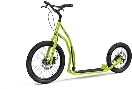 YEDOO Mezeq Tretroller - bis 150 kg, mit Luftreifen 20/16 - Scooter für Erwachsene, Offroad Tretroller mit abnehmbarem Ständer und Fußablage und verstellbarem Lenker, Dogscooter mit Scheibenbremse.