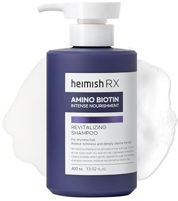 HEIMISH RX Amino Biotin Revitalisierendes Shampoo – Sanfte Reinigung, Feuchtigkeit, Volumen und Linderung von Juckreiz, Für Alle Haar und Kopfhaut mit Aminosäuren und Biotin, 400 ml (13,52 fl. oz)