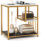 COSTWAY Beistelltisch Marmor Optik, 3-stufiger Nachttisch mit Metallrahmen, Couchtisch modern, Wohnzimmertisch Sofatisch rechteckig für Wohnzimmer, Schlafzimmer