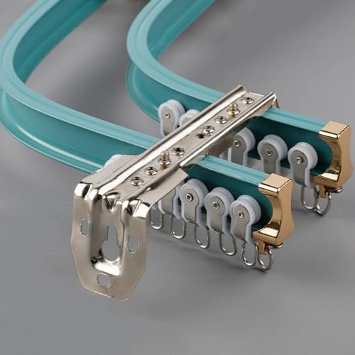 Tringle à rideau de douche flexible double en aluminium pour fenêtres droites ou baies vitrées Bleu 2 m