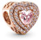 GHMIOU Rosa Charms 925 Sterling Silber Pink Charm Anhänger für Armband Charm Bead Pendant für Europäische Armbänder Halsketten Schmuck Geschenk (Rose Gold Heart)