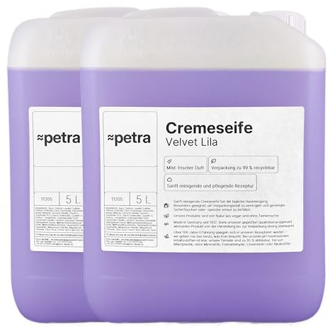 Cremeseife Velvet Lila [2 × 5 Liter] Sanft reinigende und pflegende Seife mit mild-frischem Duft