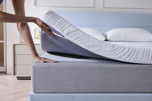 Hiimgo Matratzentopper 90 x 200 cm, Gel-Kaltschaum, 7 cm, H3/H4 | Kaltschaum-Topper mit atmungsaktivem Baumwollbezug, rutschfesten Fixierbändern, waschbar, für Bett und Boxspringbett