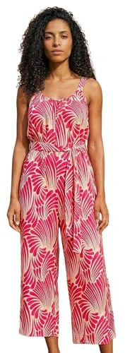 Roman Originals Abstract Strappy Jumpsuit for Women UK - Ladies Everyday Holiday Spring Summer V-Neckline Comfy Soft Evening Vacation Work Party - Pink - Size 12