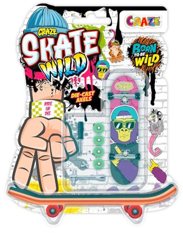 CRAZE Skate Fingerboard Set – Wild Edition | 4 Mini-Skateboards mit Tier-Designs & Zubehör | Skate-Fingerboards für Kinder & Teenager