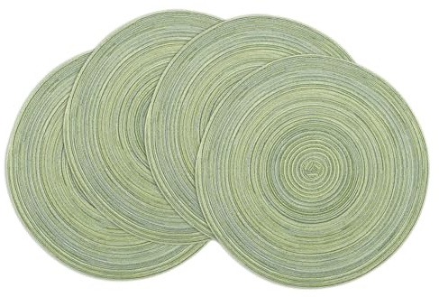 Winknowl Runde Platzsets 4er Set, Abwaschbar Tischmatten rutschfest Abgrifffeste Hitzebeständig Tischsets, 37 cm Runde Platz-Matten für Esstisch (Erbsengrün)