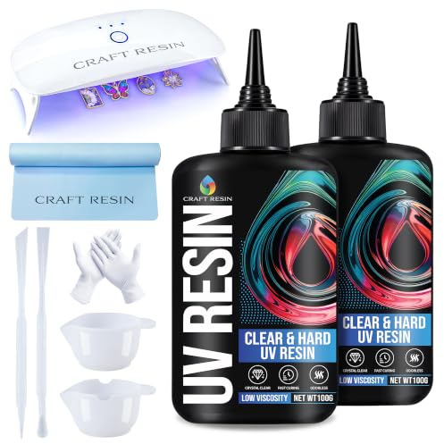 Craft Resin UV Resin Kit with Light - 36W 22 LED Big Lamp and UV Resin Glue | Hard Type Low Viscosity UV Epoxy Resin, Crystal Clear & Non-Yellowing. Starter Kit for Jewellery Making, DIY Crafts & Moulds