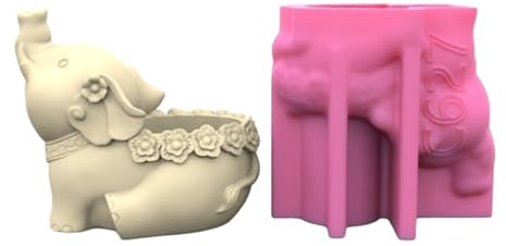 Moule en silicone pour pots de fleurs en résine - Éléphant - Support de pot de fleurs en béton - Fait à la main