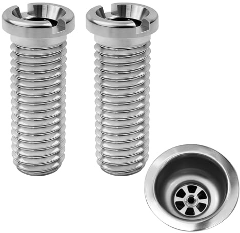 45mm M12 Stainless Steel Hollow Screw for Kitchen Sink Strainer Basket Valve Drain Fittings(2PCS)