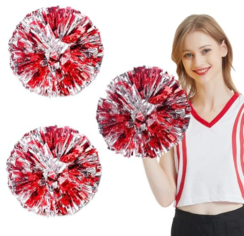 YIPFEN 2 Pezzi Pompon Cheerleader, Pom Cheer Leader, Pompon per Danza e Sport, Pom Pom Cheerleader, Travestimento Ragazza Pompom, Per Cheerleading Giochi Competizione Sportiva, Team Spirit